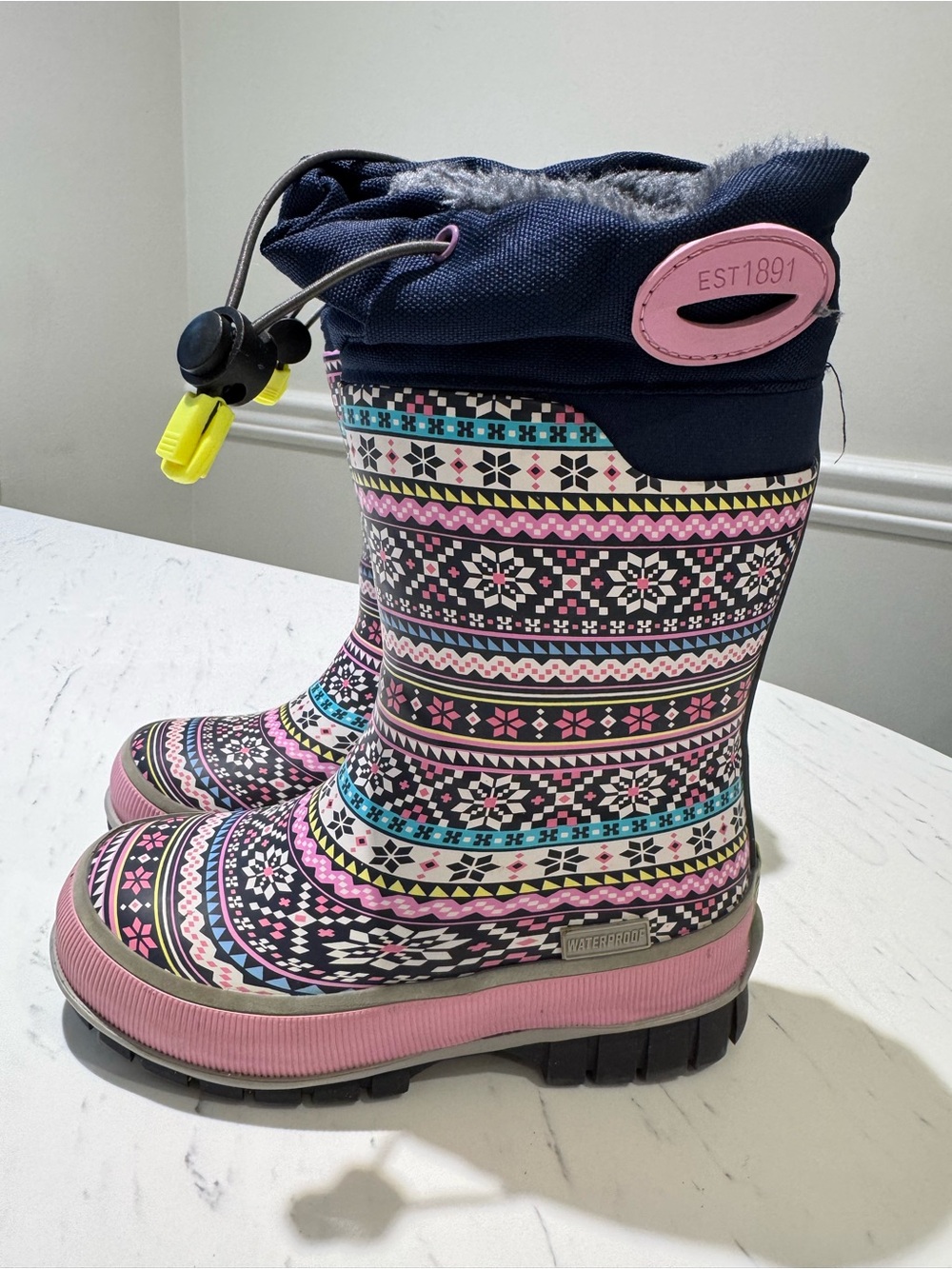 Western Chief Little Girls 10 Waterproof Winter Rain Snow Boots - Pink Pattern